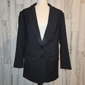 Express Black Oversized Boyfriend Blazer XS Minimalist Chic Workwear Modern